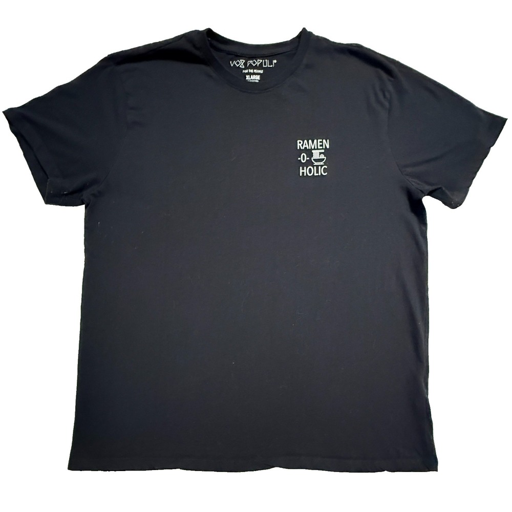 Vox Populi Mens XL Ramen O Holic Graphic T Shirt Black Short Sleeve‎ Tee